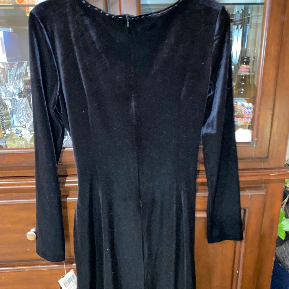 Muse Black Velvet Dress W/Beading - Picture 3 of 7